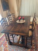 Eettafel met 6 bijpassende stoelen massief Franse eik, Huis en Inrichting, Ophalen, Zo goed als nieuw