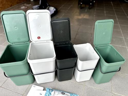 5 Brabantia vuilnisbakken — 2x 25L + 3x 16L, goede staat, Huis en Inrichting, Woonaccessoires | Prullenbakken, Gebruikt, Kunststof