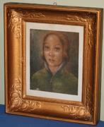 Portret - pastel op papier - ongesigneerd, Ophalen of Verzenden