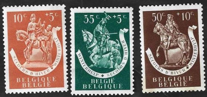 3 Postzegels België Sint-Maarten 1942 Winterhulp (II), Postzegels en Munten, Postzegels | Europa | België, Postfris, Frankeerzegel