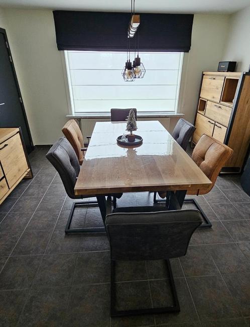 Lot van 6 eetkamerstoelen met armleuningen, Huis en Inrichting, Stoelen, Zo goed als nieuw, Vijf, Zes of meer stoelen, Metaal