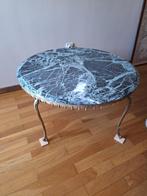 Marmeren (Groene) salontafel met koperen poten, Huis en Inrichting, Ophalen, Overige materialen, Rond, 50 tot 100 cm