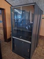 3 donkergrijze kasten, Huis en Inrichting, Kasten | Vitrinekasten, Ophalen, Zo goed als nieuw, Glas