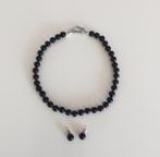 Nieuwe zwarte ketting met bijhorende oorringen, Ophalen of Verzenden, Nieuw, Zwart, Kunststof