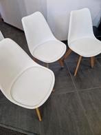 Trois chaises en simili cuir blanc commes Neuves ** 55€ **, Maison & Meubles, Chaises, Trois, Enlèvement ou Envoi, Comme neuf
