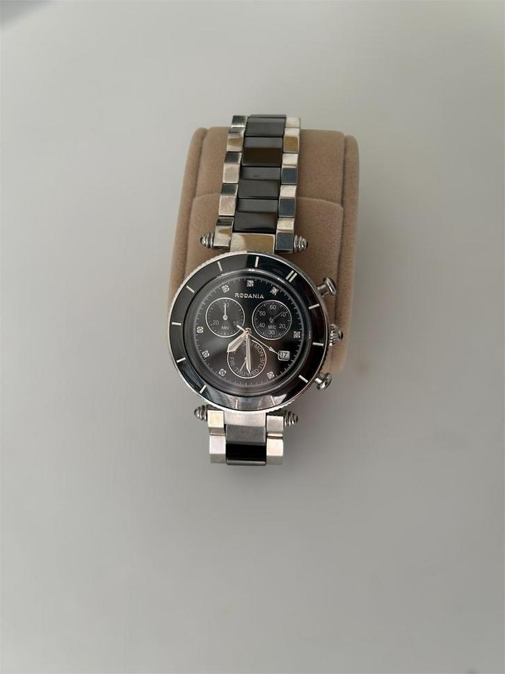 Montre chronographe Rodania – Acier inoxydable, verre saphir, Handtassen en Accessoires, Horloges | Dames, Gebruikt, Polshorloge