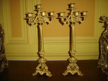 Paire de chandeliers en bronze doré au mercure ep 1er empire