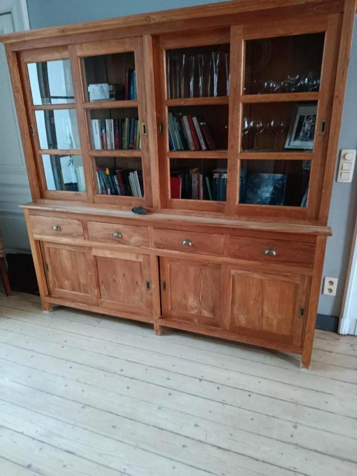 Teak vitrinekast, Antiek en Kunst, Antiek | Meubels | Kasten, Ophalen
