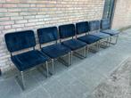 6 Ribstof Stoelen met Chrome Buisframe, Huis en Inrichting, Stoelen, Ophalen, Gebruikt, Zwart, Metaal