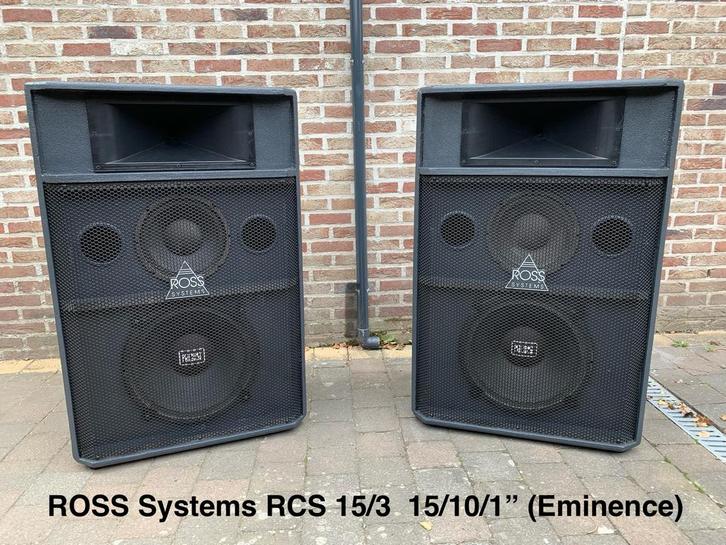 ROSS SYSTEMS RCS 15/3. 15”/ 10”/ 1”. (Eminence), Audio, Tv en Foto, Luidsprekerboxen, Refurbished, Front, Rear of Stereo speakers