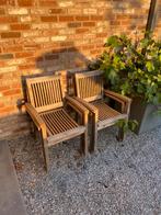 4 teak tuinstoelen stapelbaar, Tuin en Terras, Ophalen, Zo goed als nieuw, Hout, Stapelbaar
