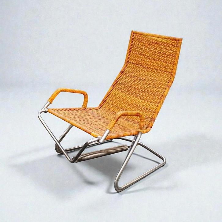 Tecta D36 lounge chair  zetel Axel Bruchhauser 1980s ratan, Antiek en Kunst, Antiek | Meubels | Stoelen en Sofa's, Ophalen of Verzenden