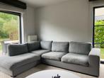Hoeksalon in grijze stof, Ophalen, 250 tot 300 cm, Hoekbank, Zo goed als nieuw