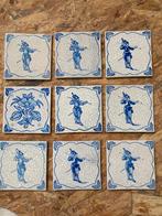9 blauw delftse tegeltjes, Antiek en Kunst, Antiek | Wandborden en Tegels, Ophalen