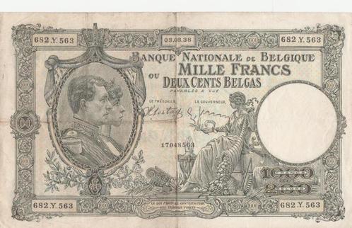 Belgie 1000 Frank / 200 Belgas 03-03-1938, Postzegels en Munten, Bankbiljetten | België, Los biljet, Ophalen of Verzenden