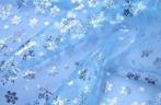 543) 150x100cm Organza bleu flocon de neige grand Elsa, Hobby & Loisirs créatifs, Bleu, Polyester, Enlèvement ou Envoi, 30 à 200 cm