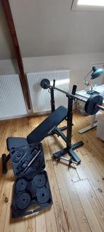 Bench Press fitnessset met dumbells en barbell, Sport en Fitness, Ophalen, Gebruikt, Metaal, Overige typen