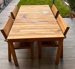 Houten tuintafel 1m50x90 + 4 stoelen, Ophalen, 4 zitplaatsen, Gebruikt, Hardhout
