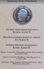 Zilveren .925 herinneringsmedaille Albert II 9-8-1993 FDC, Postzegels en Munten, Verzenden, Zilver, Losse munt, Zilver