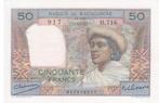 Madagascar/Comoren, 50 Francs, 1950/51, UNC, p45a, Los biljet, Overige landen, Verzenden