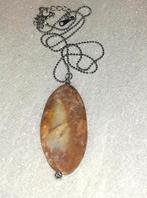 Ketting edelsteen hanger oceaan jaspis frosted mat, Neuf, Pierre ou Minéral, Brun, Avec pendentif