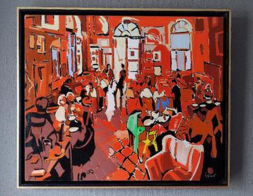 Tafel. - grote kleursamenstelling - 50x60cm, Antiek en Kunst, Kunst | Schilderijen | Modern, Ophalen