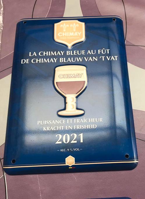 Chimay bleu reclamebord metaal, Verzamelen, Merken en Reclamevoorwerpen, Zo goed als nieuw, Reclamebord, Ophalen of Verzenden