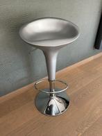 Design barkruk zilver, Huis en Inrichting, Ophalen, Kunststof, In hoogte verstelbaar, 60 tot 90 cm