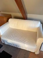 Zetel 2 personen in witte stof, kan gebruikt worden als bed, Huis en Inrichting, Ophalen, Gebruikt, 150 tot 200 cm, Tweepersoons