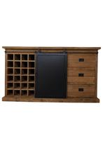 robuust ruw teakhouten wijnkast, Huis en Inrichting, Woonaccessoires | Wijnrekken, Ophalen, Nieuw, Hout, 75 cm of meer