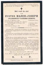 Zuster. Vanden Dorpe Florence.° Heerstert 1832 † Brugge 1905, Collections, Images pieuses & Faire-part, Enlèvement ou Envoi, Image pieuse