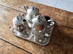 Verzilverd koffie/thee set op plateau., Ophalen of Verzenden, Zilver