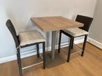 Hoge tafel met 2 stoelen, 50 tot 100 cm, Rechthoekig, Ophalen of Verzenden, Zo goed als nieuw