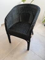 Donkerblauwe rieten stoel, Ophalen, Gebruikt, Blauw, Riet of Rotan