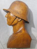 Houten Buste Duitse Wehrmacht soldaat 45 cm. TOP stuk., Verzamelen, Militaria | Algemeen, Ophalen of Verzenden