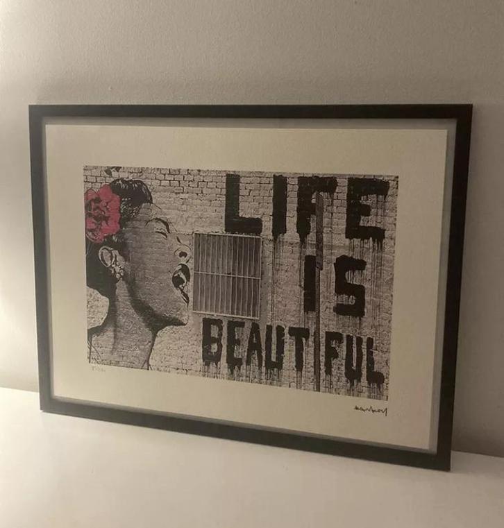 Banksy: met de hand genummerde en ingelijste lithografie, Antiek en Kunst, Kunst | Litho's en Zeefdrukken, Ophalen of Verzenden