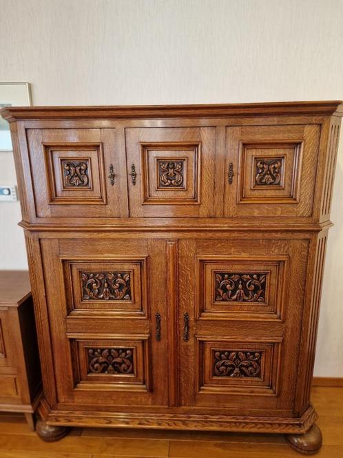 Handgemaakte rustieke kast in eik, Huis en Inrichting, Kasten | Buffetkasten, Gebruikt, 150 tot 200 cm, 150 tot 200 cm, 50 tot 75 cm