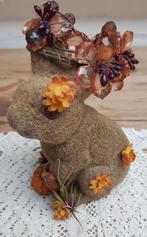 Gepimpte flock haas, bloemen, pompoentje, kralen, PASEN, Diversen, Pasen, Gebruikt, -, -, Ophalen of Verzenden