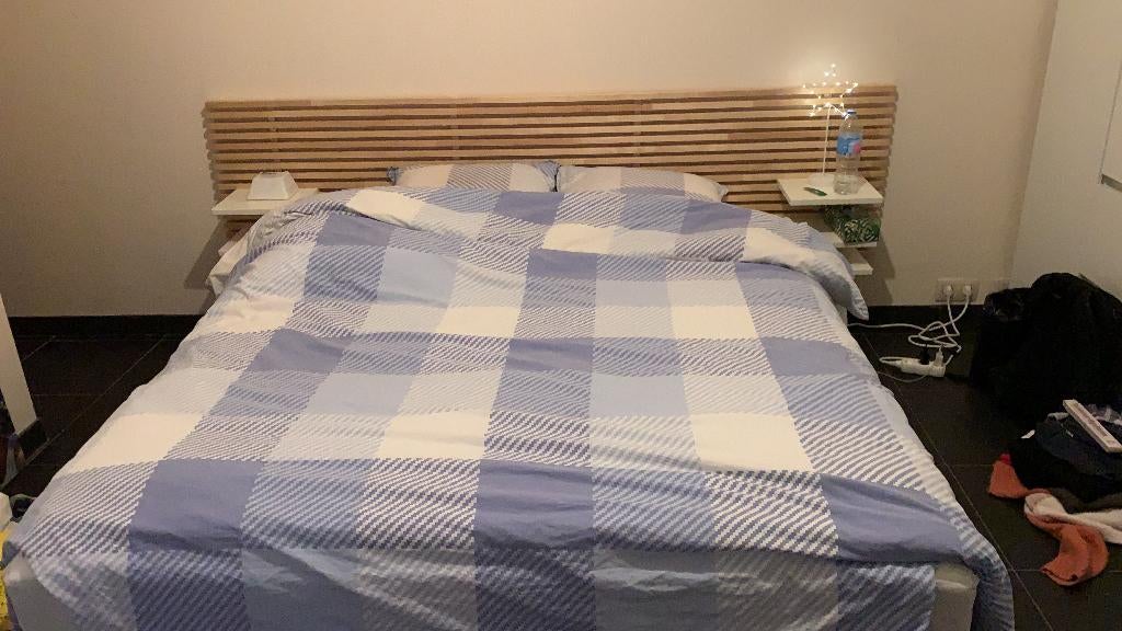 MANDAL hoofdeinde bed IKEA, Huis en Inrichting, Slaapkamer | Bedden, Zo goed als nieuw, Tweepersoons, 160 cm, 200 cm, Hout, Beige