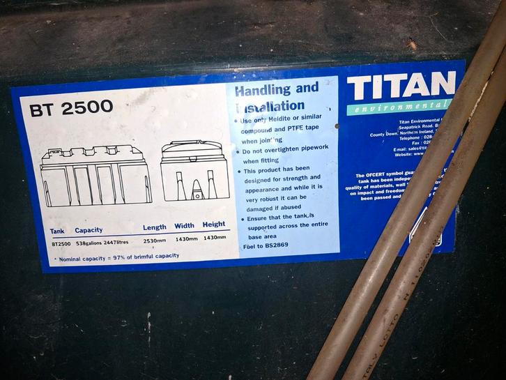 Dubbelwandige mazouttank 2500 liter te koop, Bricolage & Construction, Chauffage & Radiateurs, Enlèvement