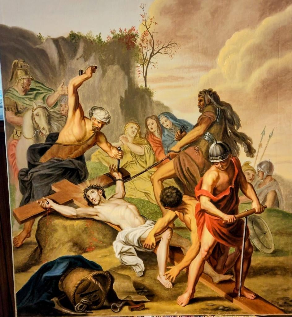 11e statie Jezus wordt aan het kruis genageld, Antiek en Kunst, Ophalen of Verzenden