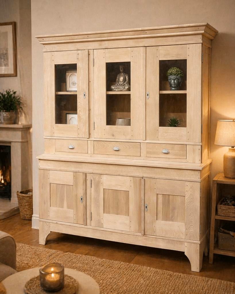 MAGNIFIQUE BAHUT 2 CORPS CHÊNE MASSIF FRANÇAIS  aerogommé, Enlèvement, Comme neuf, Chêne