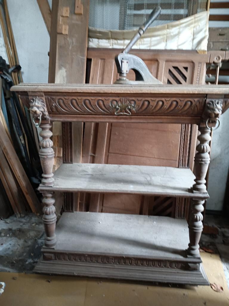 Antiek eiken dressoir tafeltje, met ladet!, Ophalen, Gebruikt, 50 tot 100 cm, Met lade(s)