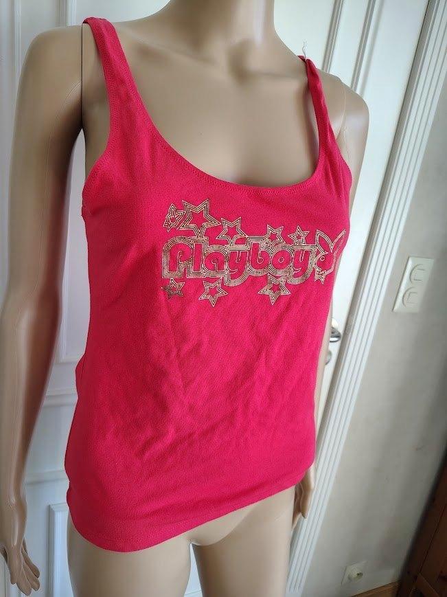 Topje van playboy met het opschrift playboy i, Kleding | Dames, Topjes, Nieuw, Maat 36 (S), Rood, Zonder mouw, Verzenden