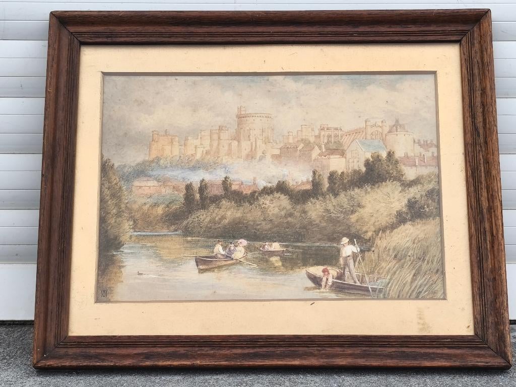 Aquarelle monograme, Antiek en Kunst, Kunst | Schilderijen | Klassiek, Ophalen of Verzenden