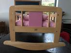 Poppenwieg hout roos geschilderd met lakentjes, Enlèvement, Comme neuf, Baby Pop