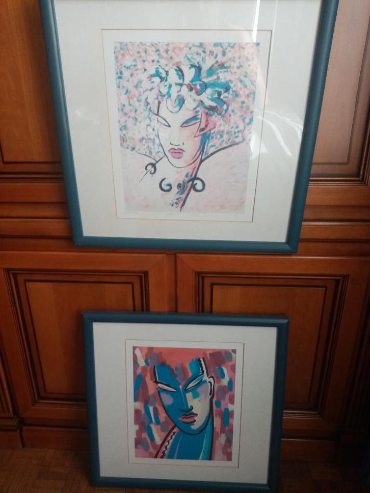 2 Lithographie "Mask" by André Van Schuylenbergh, Antiquités & Art, Art | Lithographies & Sérigraphies, Enlèvement