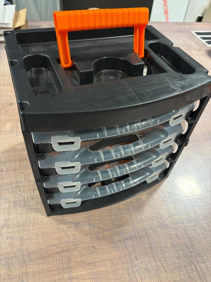 Opbergkoffer met 4 uitneembare assortimentsdozen, Bricolage & Construction, Boîtes à outils, Comme neuf, Enlèvement