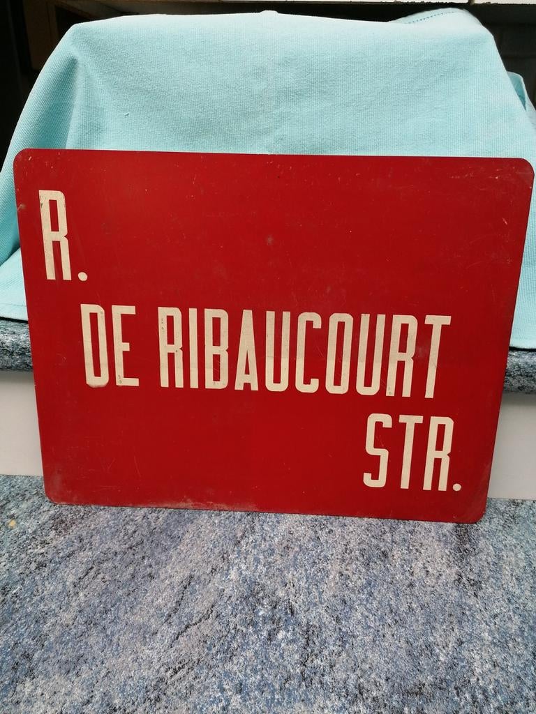 Brussels Trambord Rood R. De Ribaucourt Str. Vintage, Verzamelen, Spoorwegen en Tram, Gebruikt, Tram, Ophalen