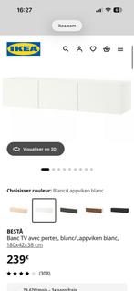 Meuble tele Besta ikea blanc, Enlèvement, Utilisé